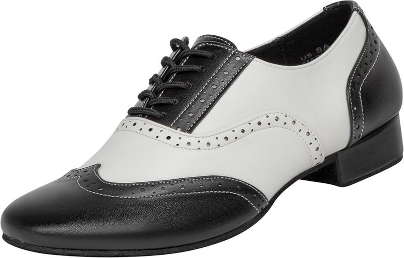 Linodes Men's Latin Dance Shoes 1 Inch Leather Sole Ballroom Salsa Tango Waltz Character Shoe-Colorful - Image 3